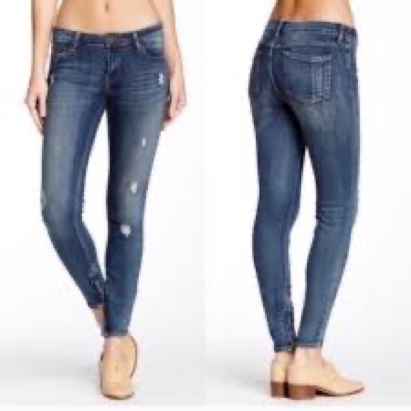 Pistola Medium Wash Distressed Ankle Zip Jeans Size 27 - Picture 1 of 13